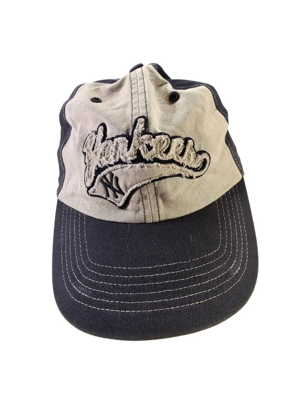 New York Yankees '47 Twins Distressed Strapback Baseball Hat Cap Blue / White